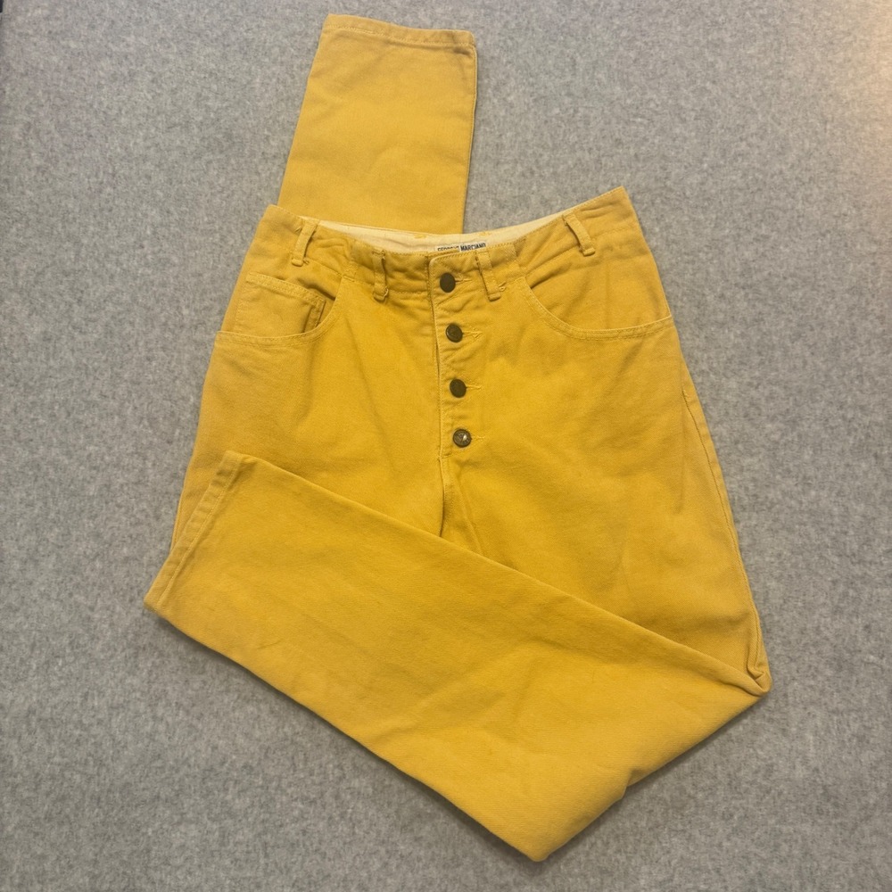 Vintage Georges Marciano for Guess Yellow High Waisted Button Fly Jeans Size 29